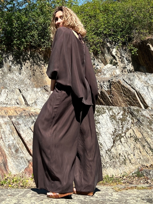 Kalhotová sukně hnědý tencel