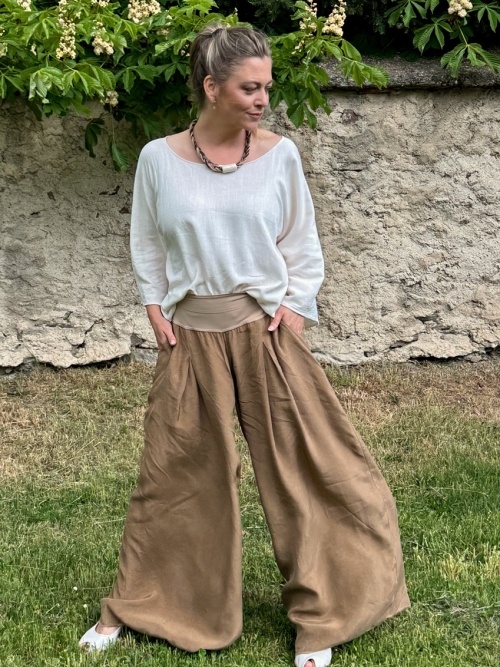 Kalhotová sukně světle hnědé cupro