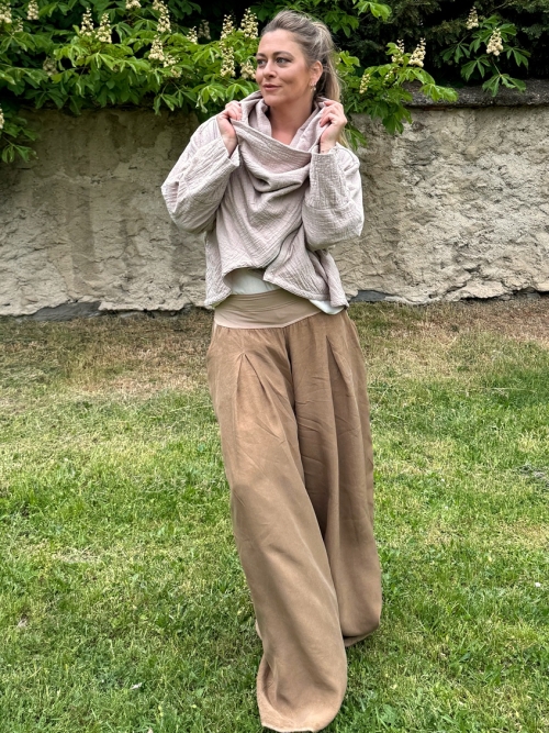 Kalhotová sukně světle hnědé cupro
