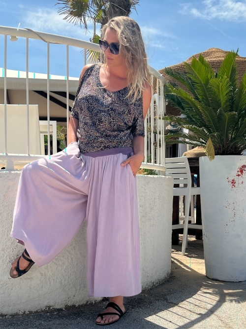 Kalhotová sukně maxi fialková