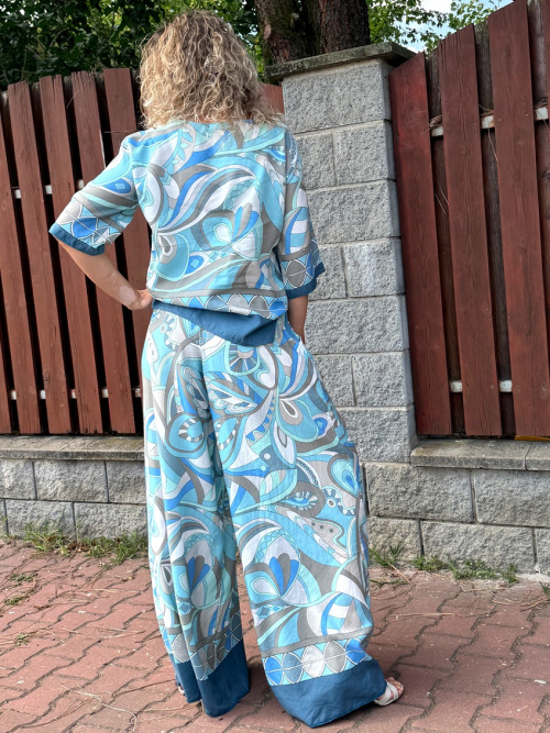Kalhotová sukně tyrkysový vzor