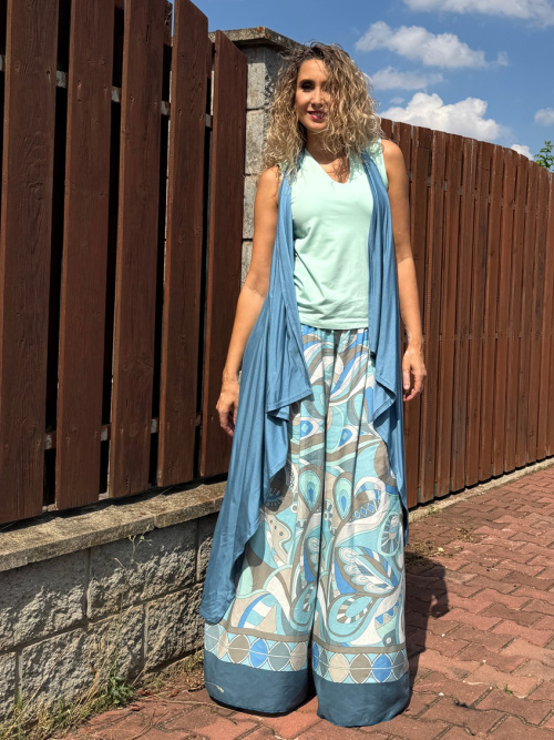 Kalhotová sukně tyrkysový vzor