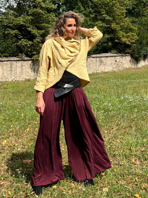 Kalhotová sukně mahagonové cupro