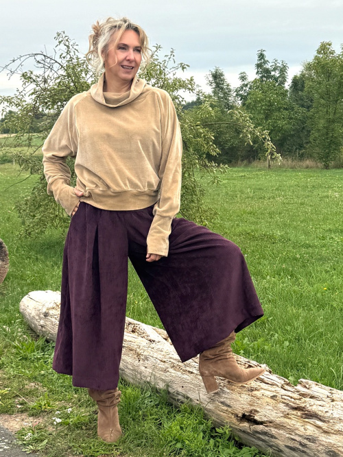 Kalhotová sukně manžestrová lilková