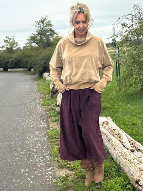 Kalhotová sukně manžestrová lilková