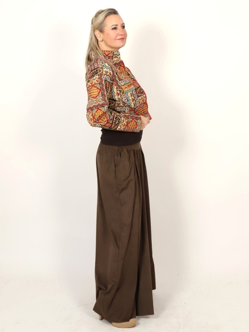 Kalhotová sukně semišová hnědá