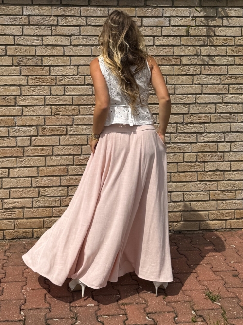 Dlouhá volná sukně světle růžová