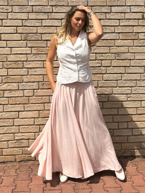 Dlouhá volná sukně světle růžová