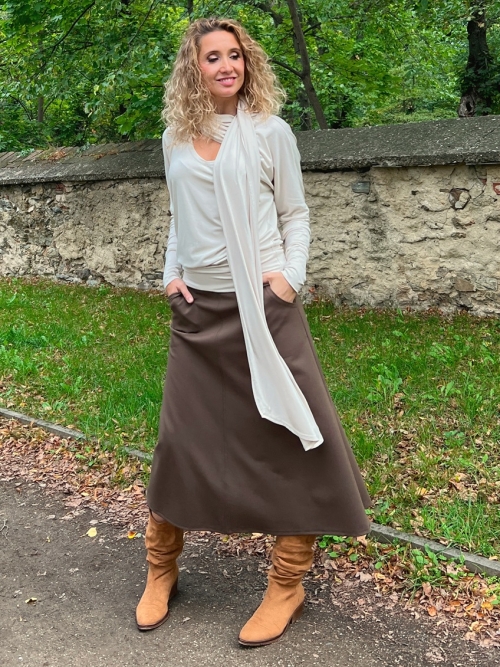 Zvonová sukně hnědá