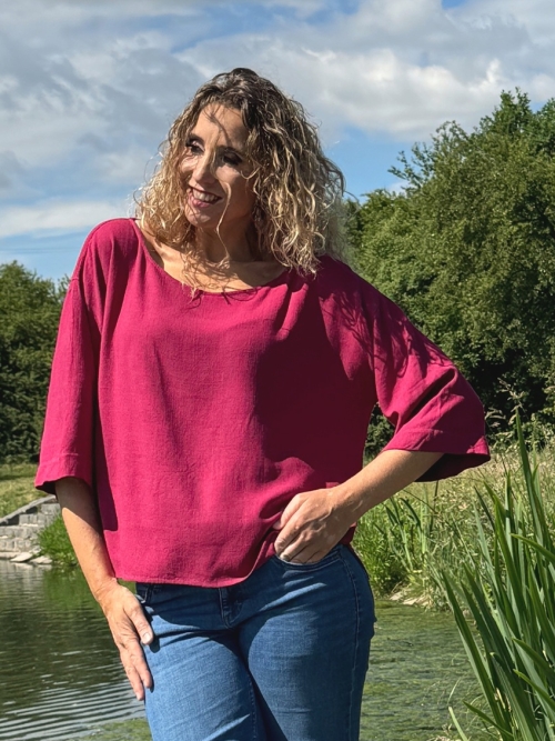 Tunika se lnem malinová