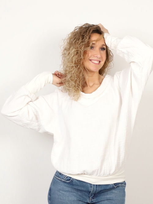 Volná tunika se stojáčkem bílá