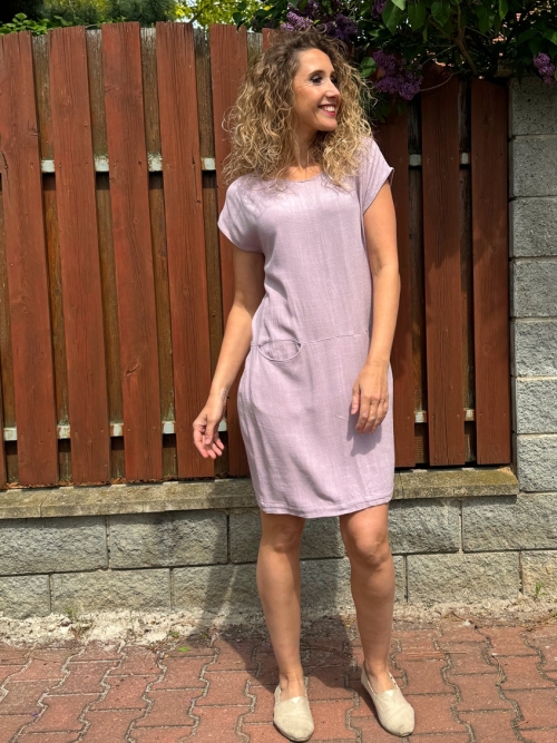 Rovné šaty s kapsičkami Lila krátké