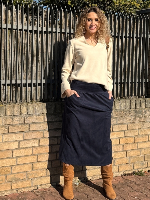 Sukně tmavě modrý semiš