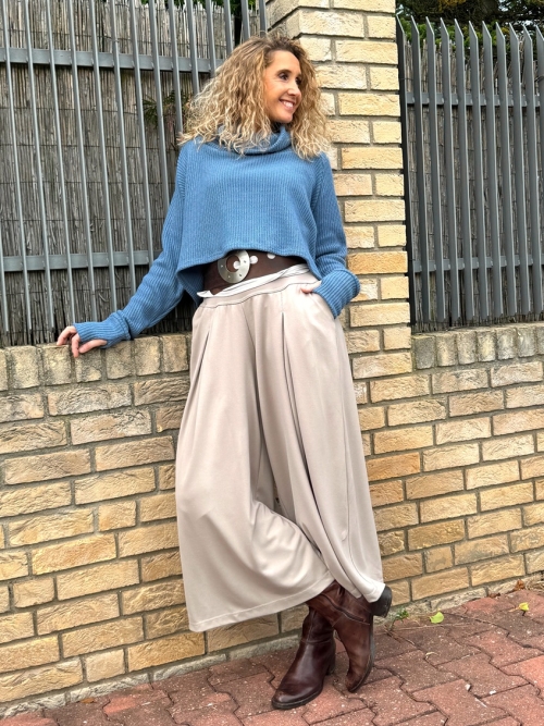 Kalhotová sukně maxi béžová