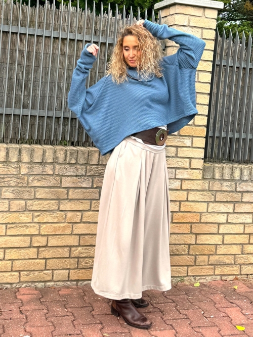 Kalhotová sukně maxi béžová