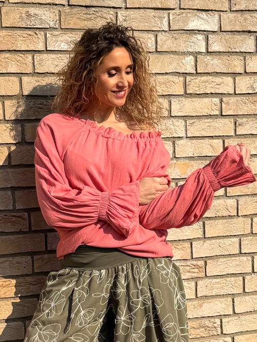 Tunika se lnem lososová