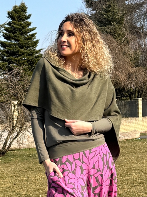 Pončo bavlněné- khaki