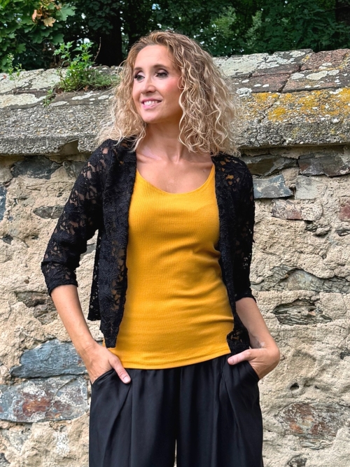 Kardigan krátký elegantní černá krajka