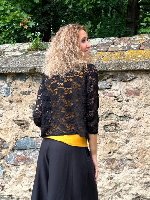 Kardigan krátký elegantní černá krajka