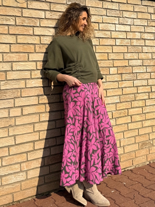 Polokolová sukně-růžovo khaki
