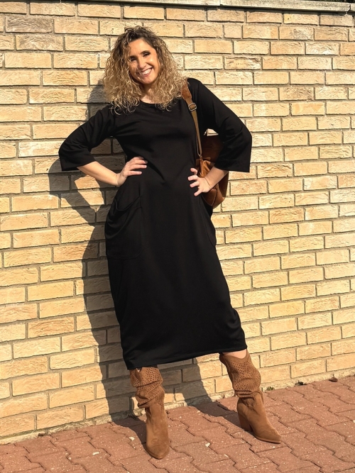 Balonové šaty s kapsami - dlouhé