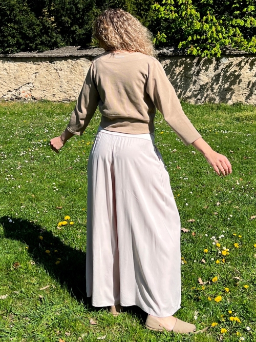 Kalhotová sukně pudrová