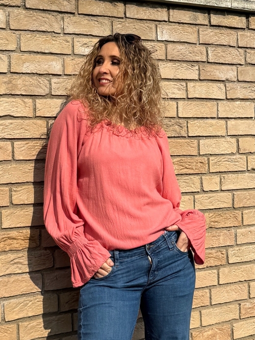 Tunika se lnem lososová