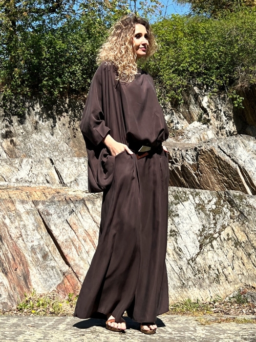 Kalhotová sukně hnědý tencel