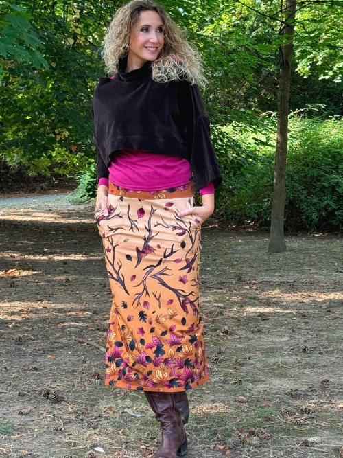 Sukně s originálním potiskem La déesse listy