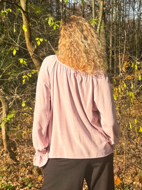 Tunika se lnem pudrově růžová