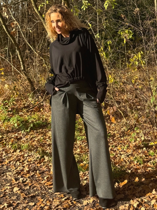 Kalhoty tmavé černošedé