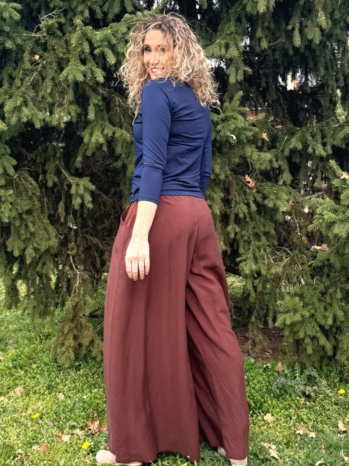 Kalhotová sukně palisandr