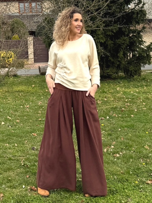 Kalhotová sukně palisandr