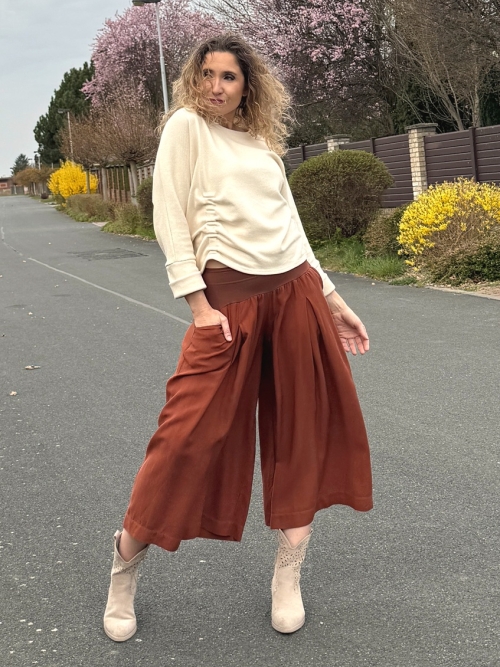 Kalhotová sukně maxi sienna