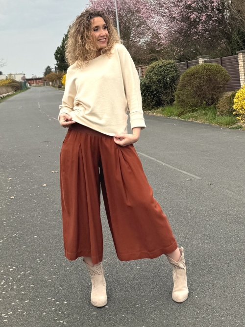 Kalhotová sukně maxi sienna