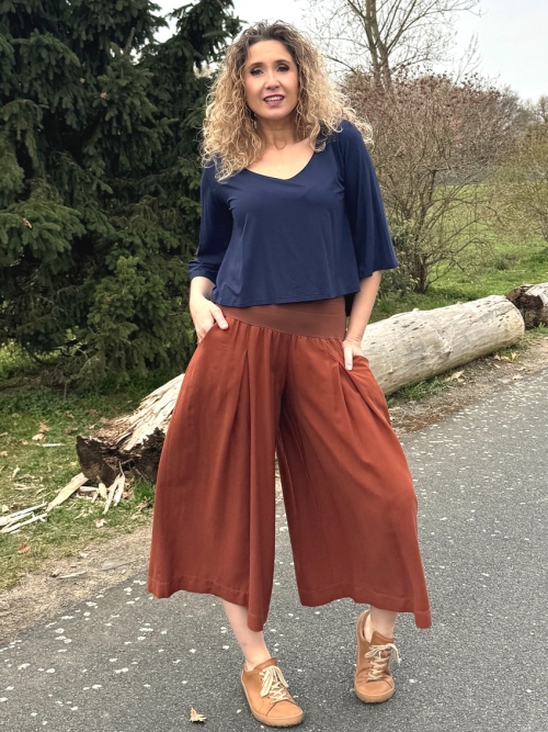 Kalhotová sukně maxi sienna