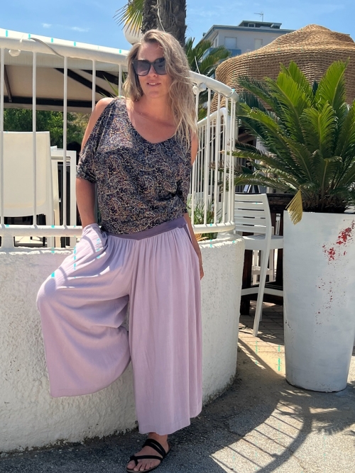 Kalhotová sukně maxi fialková