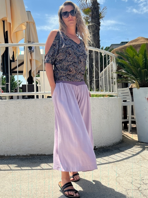 Kalhotová sukně maxi fialková