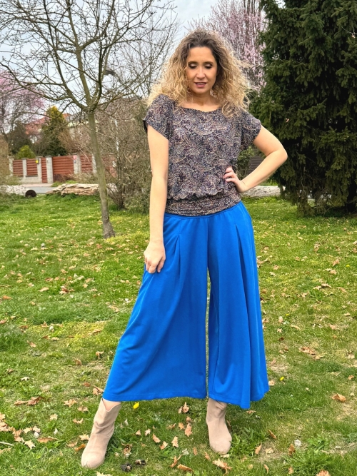 Kalhotová sukně maxi královská modrá