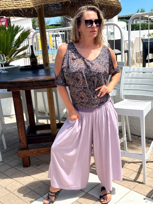 Kalhotová sukně maxi fialková