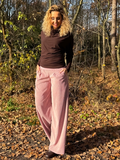 Manžestrové kalhoty růžové