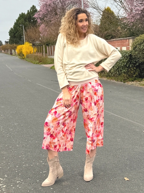 Kalhotová sukně maxi růžové barvy