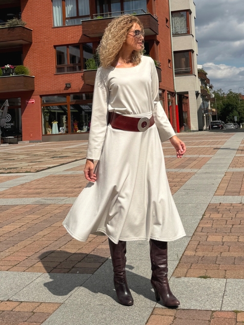 Polokolová sukně béžová kostička