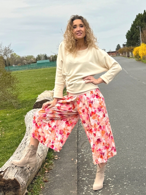 Kalhotová sukně maxi růžové barvy