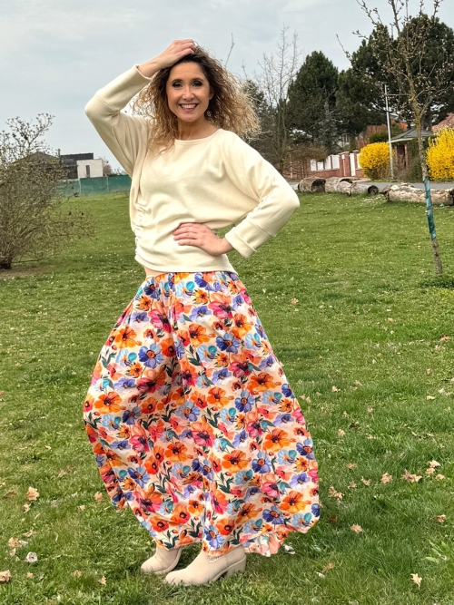 Kalhotová sukně dlouhá jarní květ