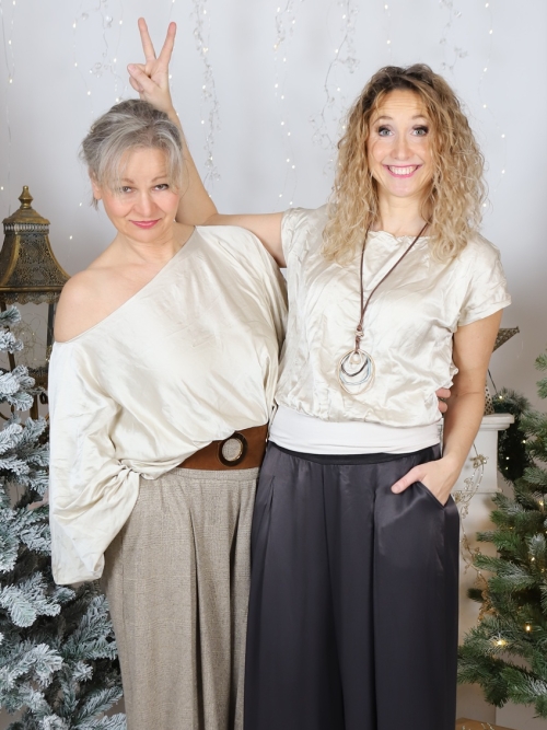 Volná tunika smetanový satén