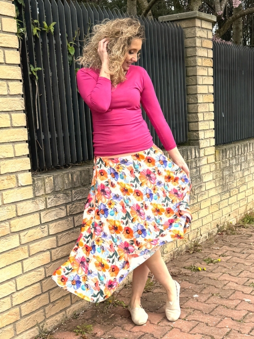 Polokolová sukně-jarní květy