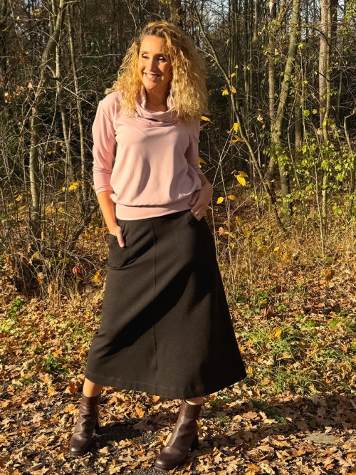 Zvonová sukně tmavě hnědá