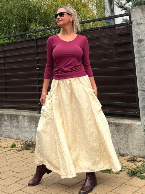 Volná sukně s kapsami - vanilková