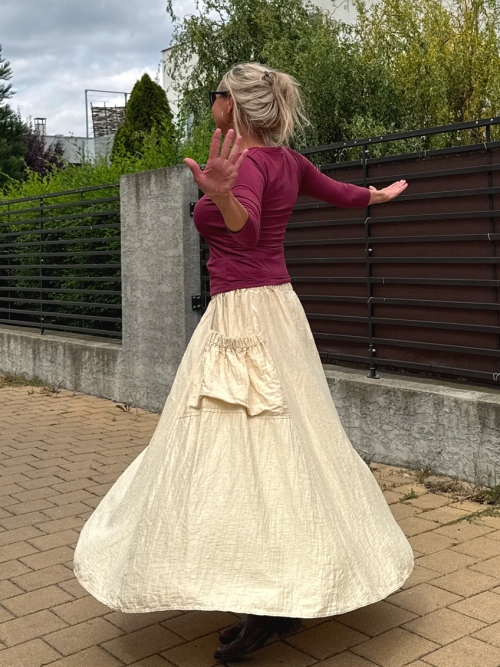 Volná sukně s kapsami - vanilková